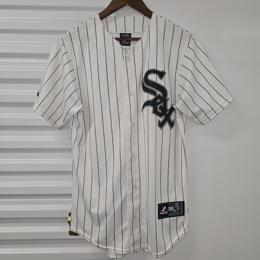 Majestic Chicago White‎ Sox #3 Jersey Mens Small White Pinstripe MLB USA